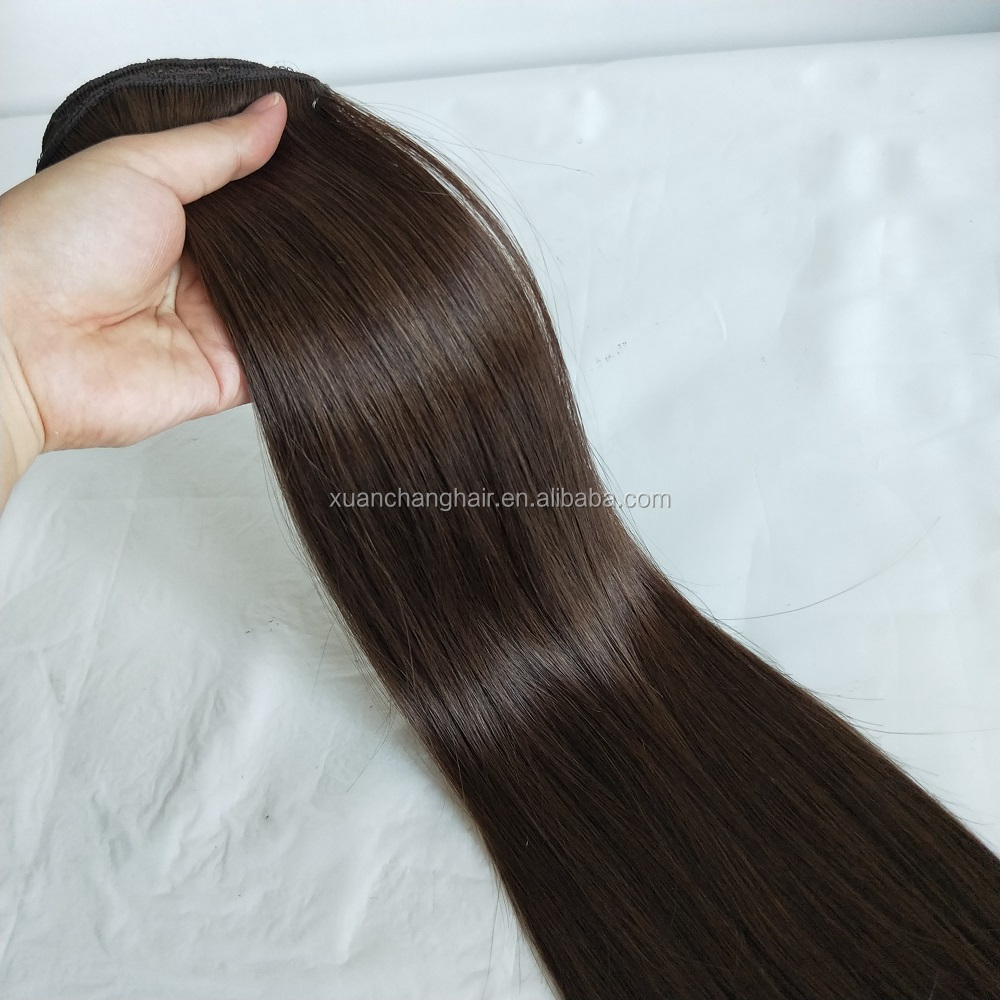 seamless clip in hair extensions clip on pu weft