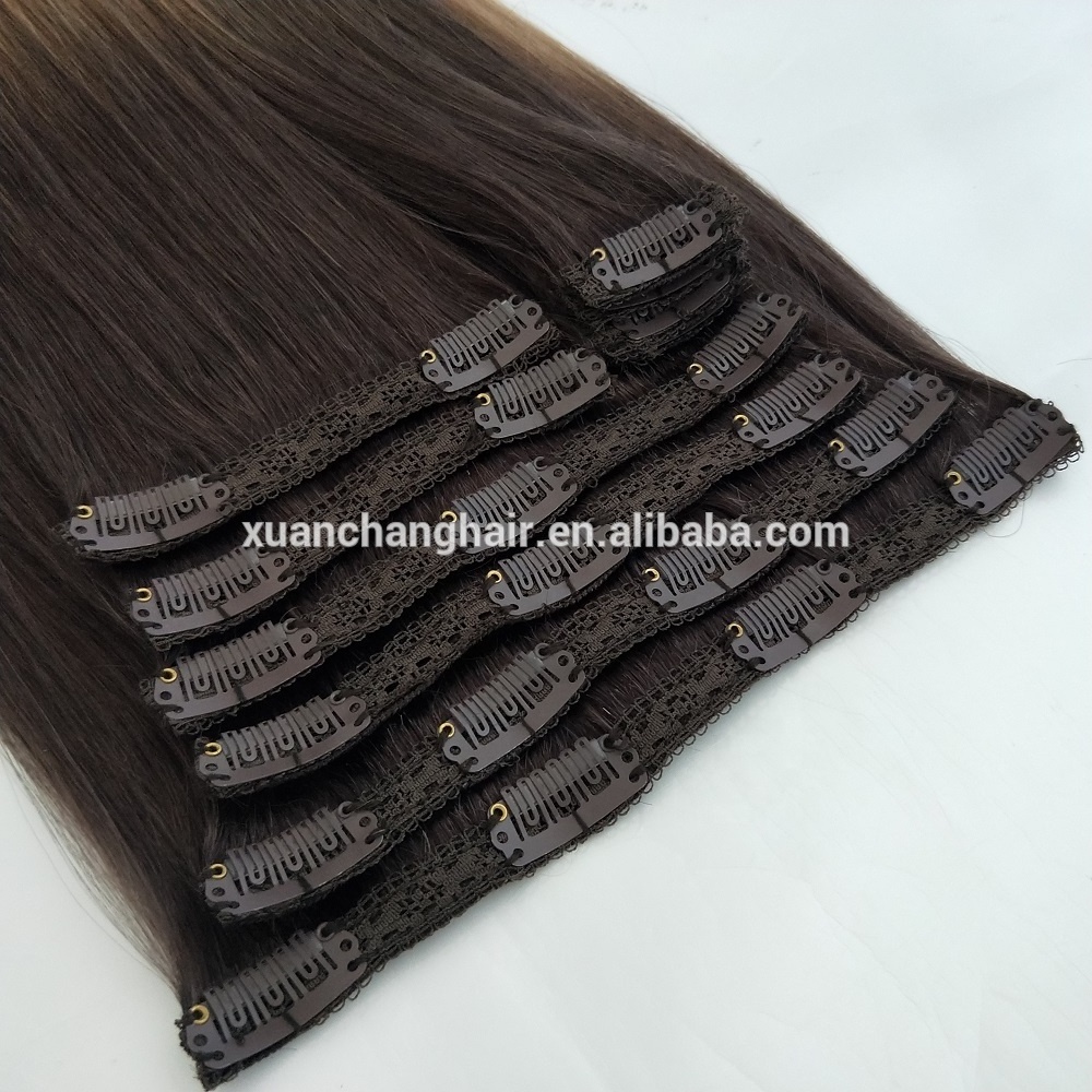 seamless clip in hair extensions clip on pu weft