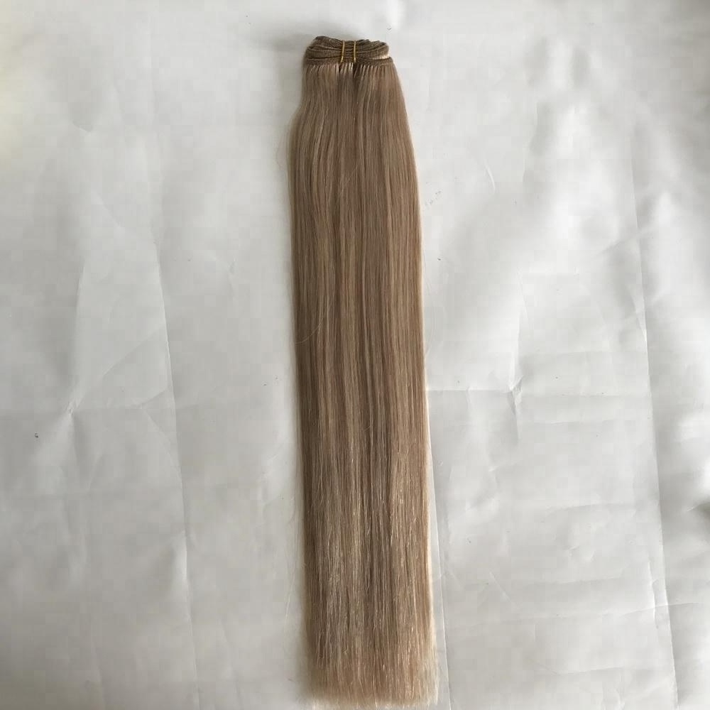 Double drawn human hair extensions virgin human hair flat weft