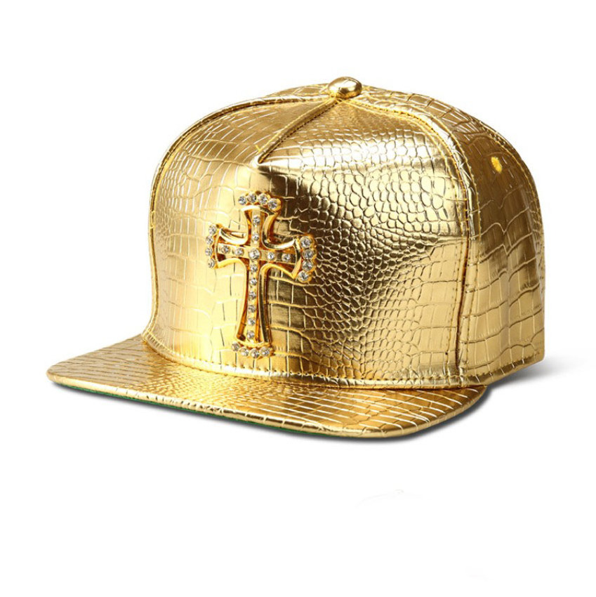 Metal Gold Logo PU Leather Baseball Cap Casual Unisex Belt Buckle Hip Hop Rap 5 Panel Sun Snapback Hats Men Women