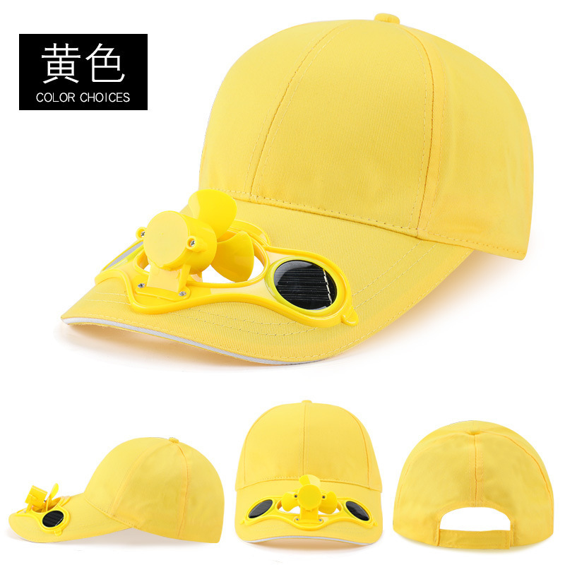 Custom made logo 6 panel 100% cotton sports caps camping solar fan baseball cap wholesale