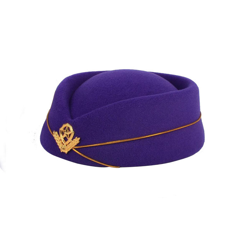 Wholesale Fashion mix color Wool Felt Pilot Hat High Quality Women Airline Stewardess Service Cap