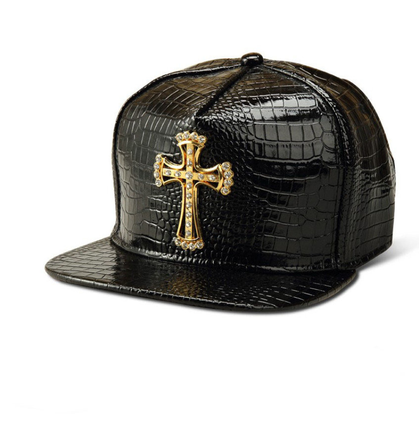 Metal Gold Logo PU Leather Baseball Cap Casual Unisex Belt Buckle Hip Hop Rap 5 Panel Sun Snapback Hats Men Women