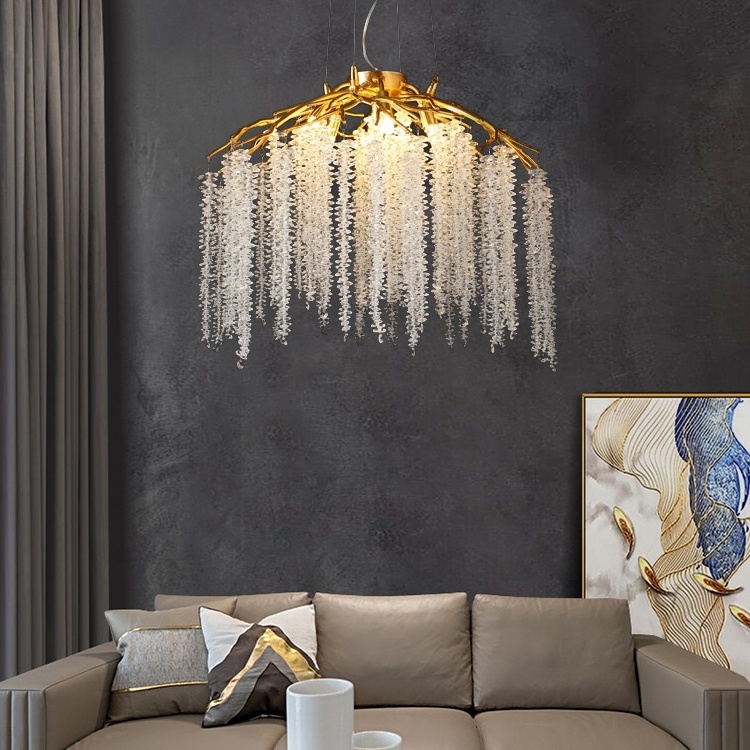 Luxury Modern Round Aluminum Branch  Chandelier Pendant Ceiling Light Fixture for Bedroom Dining Room