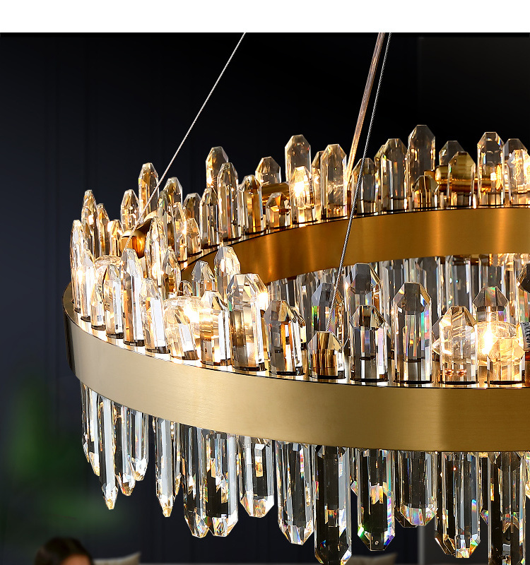 Living Room Gold Hotel Modern Lights Lighting Led Pendant Lights Luxury Crystal Chandeliers Ceiling Luxury with colors dimming