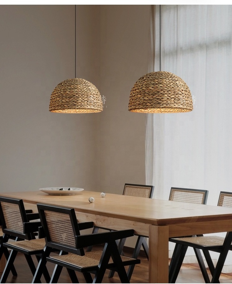 Modern Art Natural Bamboo Weave Dome Shade Ceiling Light Bamboo Pendant Light