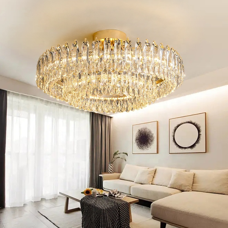 postmodern Style Living Room Large Hotel Gold Wedding Luxury Crystal Ceiling Lustre Chandeliers Led Crystal Pendant Light