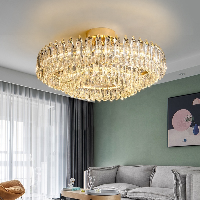 postmodern Style Living Room Large Hotel Gold Wedding Luxury Crystal Ceiling Lustre Chandeliers Led Crystal Pendant Light