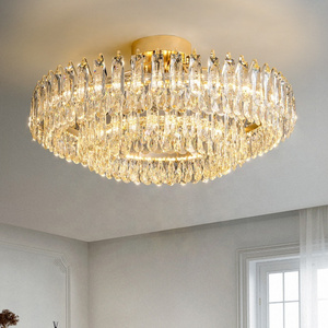 postmodern Style Living Room Large Hotel Gold Wedding Luxury Crystal Ceiling Lustre Chandeliers Led Crystal Pendant Light