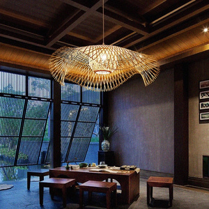 High quality Kitchen Dining Room Home Decor Lighting Pendant Hanging Ceiling Light Modern Bamboo Rattan Led Pendant Light