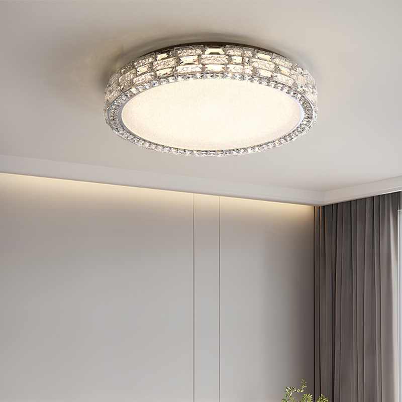 modern hotel crystal gold round middle Flush Mount chandelier ceiling crystal ceiling light luxury decor lamp