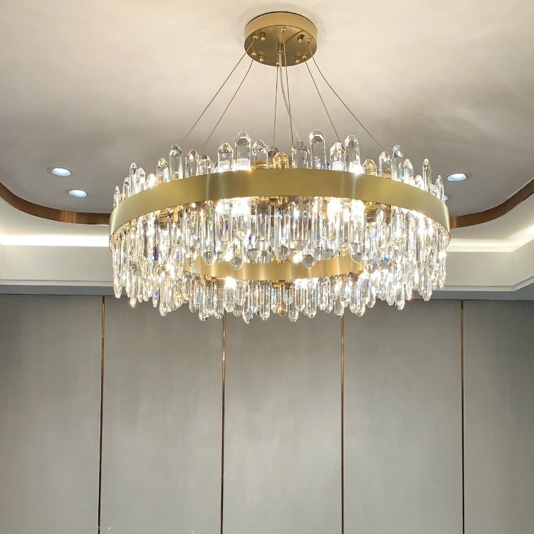 Post modern luxury k9 crystal chandelier ceiling  lighting gold chandeliers pendant lighting antique gold crystal chandelier