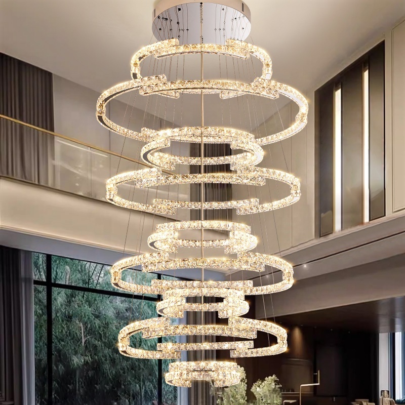 Ceiling Light Crystal Lamp For Foyer Dining Room Foyer Chandeliers Entryway High Ceiling Modern Stair Chandelier