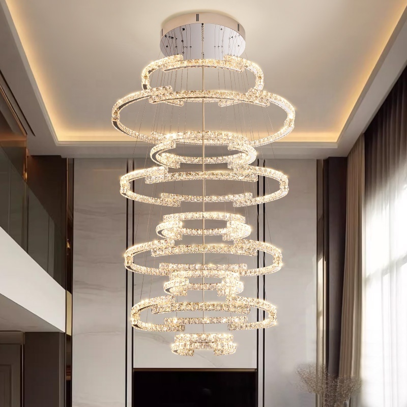 Ceiling Light Crystal Lamp For Foyer Dining Room Foyer Chandeliers Entryway High Ceiling Modern Stair Chandelier