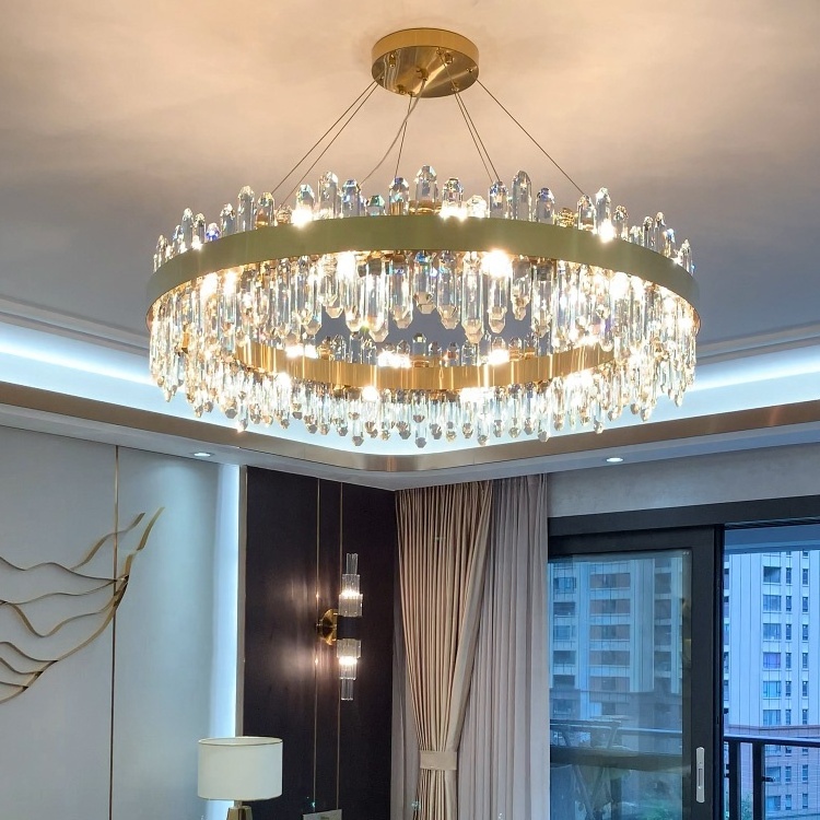 Post modern luxury k9 crystal chandelier ceiling  lighting gold chandeliers pendant lighting antique gold crystal chandelier