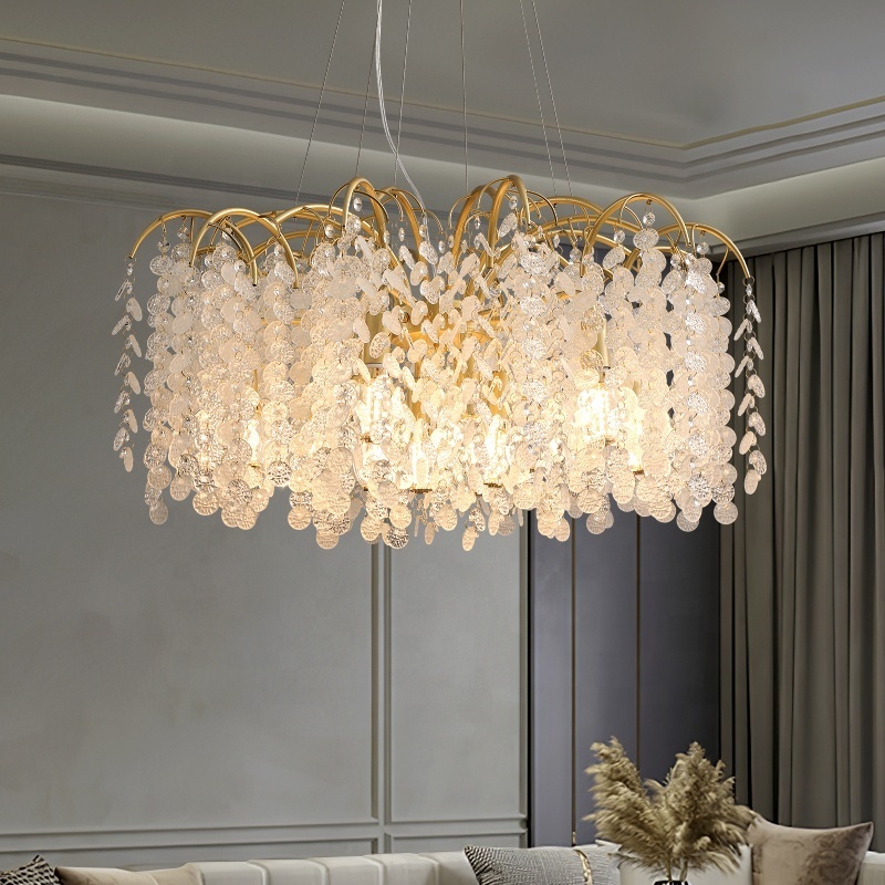 Crystal Chandelier Antique Bronze Gold Chandeliers Lighting Tree Branch Dining Room Raindrop Farmhouse Chandelier  light