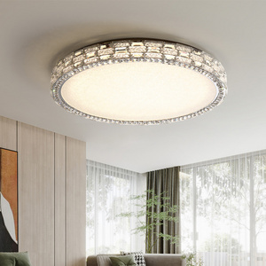 modern hotel crystal gold round middle Flush Mount chandelier ceiling crystal ceiling light luxury decor lamp