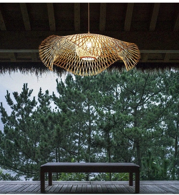 Modern Art Design Rattan Pendant Lamp Restaurant Decorative Light Hotel Bamboo Rattan Lamp