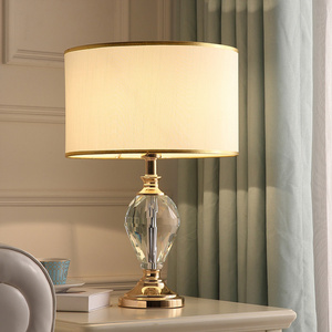 fabric round square Home bedside Decoration Lighting Crystal luxury table light desk decorative lamp