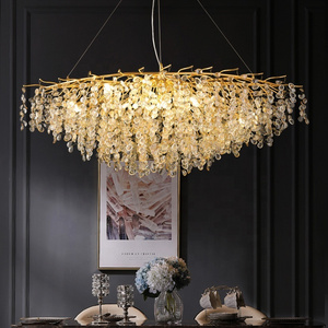 Nordic modern  Large Branch Creative Brass Gold Dining Living Room Hotel Luxury Ceiling Pendant Light Modern Led K9 Crystal Chan