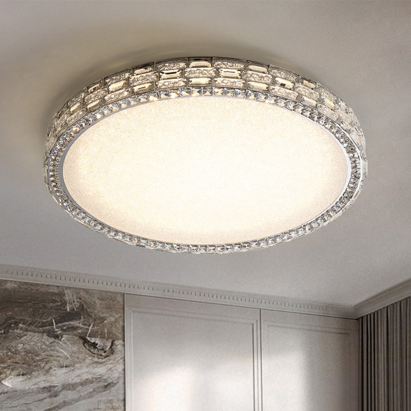 modern hotel crystal gold round middle Flush Mount chandelier ceiling crystal ceiling light luxury decor lamp