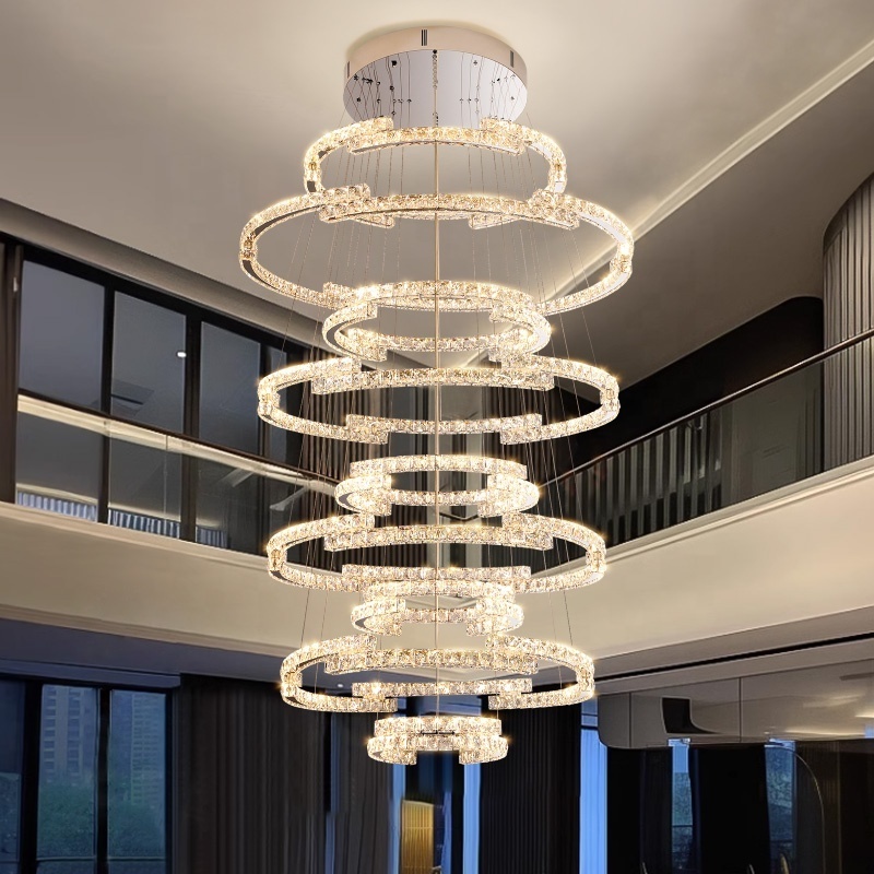 Ceiling Light Crystal Lamp For Foyer Dining Room Foyer Chandeliers Entryway High Ceiling Modern Stair Chandelier