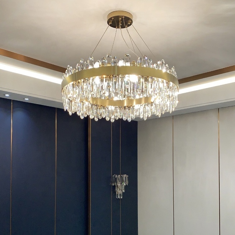 Post modern luxury k9 crystal chandelier ceiling  lighting gold chandeliers pendant lighting antique gold crystal chandelier