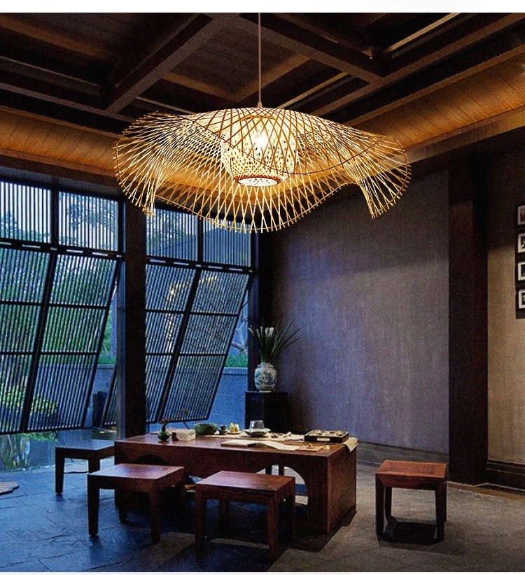 High quality Kitchen Dining Room Home Decor Lighting Pendant Hanging Ceiling Light Modern Bamboo Rattan Led Pendant Light