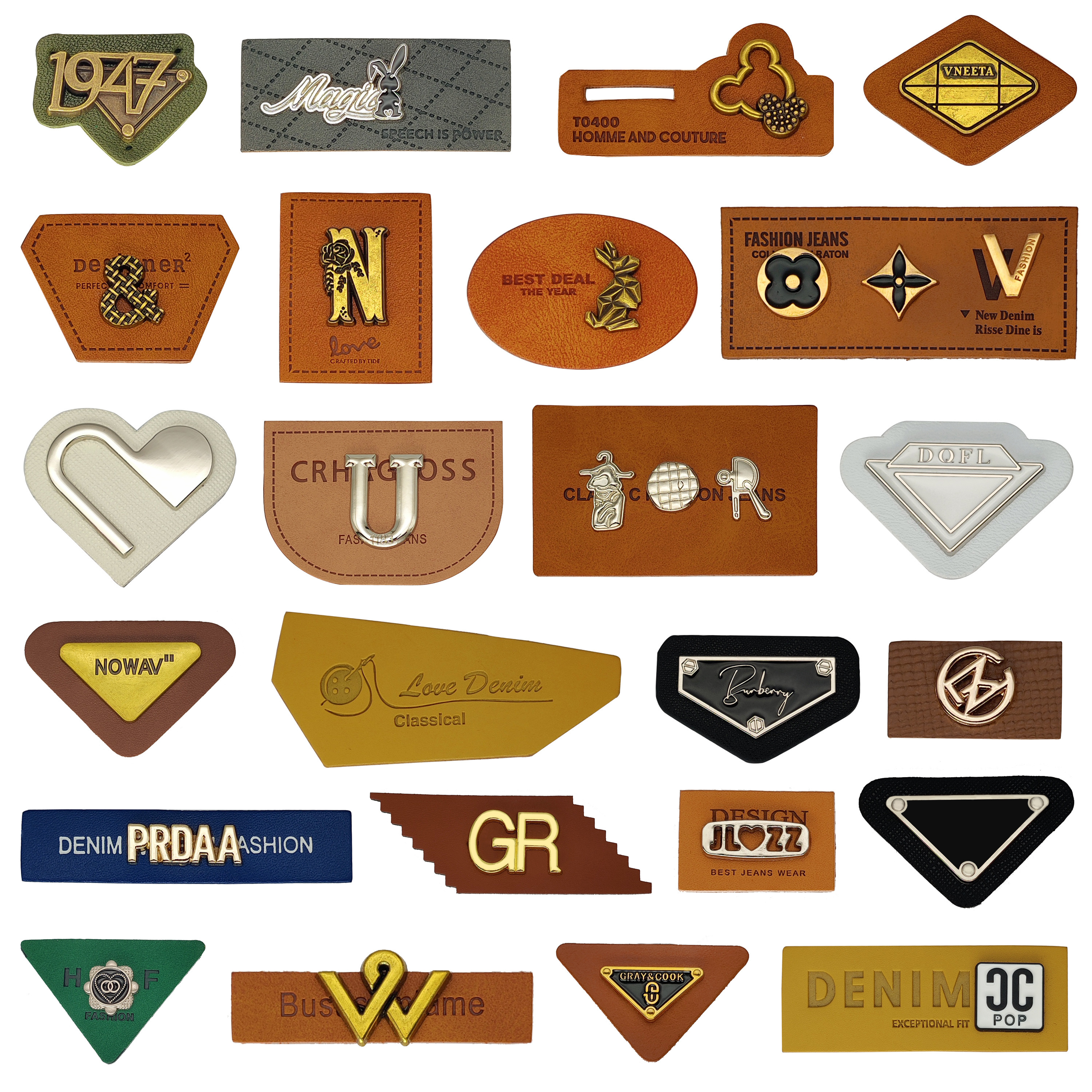 Custom Fashionable Jeans Clothing Retro Labels Embossed Repair Pu Leather Patches