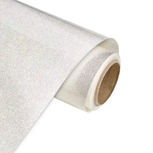 White Glitter HTV Iron on Vinyl Roll for Silhouette Easy to Cut & Weed Heat Press Design for DIY T-Shirts