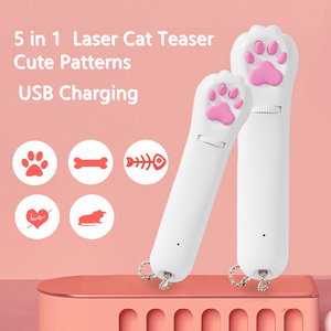 2022 5 in 1 LED USB Rechargeable Interactive Cat Laser Dot Pointer Chaser Pen Toy