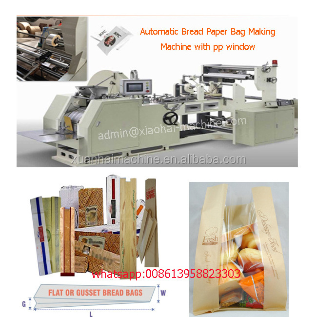 Automatic Craft Paper Bag Making Machine with pp Window For making food bread bags with inline printing