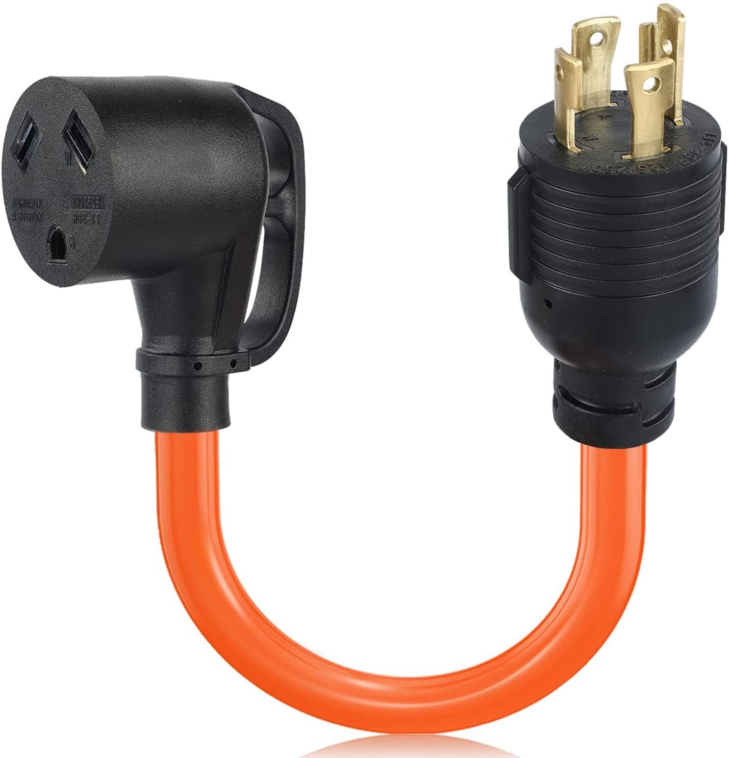 NEMA 14-50P RV/Geneator Plug to 4X 5-15/20R 20 Amp Household Tri Outlet Female Connectors Adapter Cord,1.5 FT,Orange