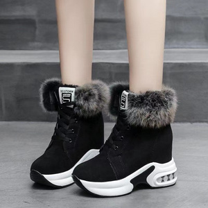 New arrival casual wedge heel shoes ladies female winter fur lined warm comfortable white snow boots