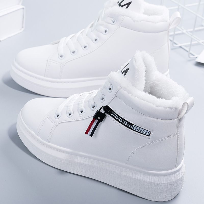 winter high quality height increasing high top sneakers chunky shoes platform women's leather tennis casual shoes