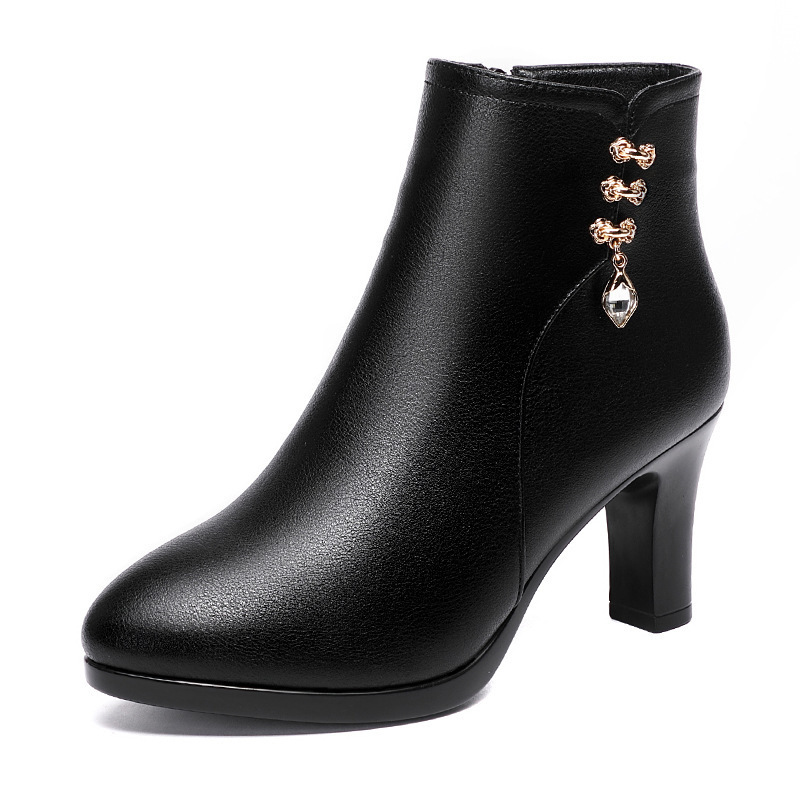 Women Pocket Boot Lace Up Ladies Ankle Boots Female Woman Platform Shoe Fashion Buckle Strap Black Chunky Sole Pouch Ankle Boots