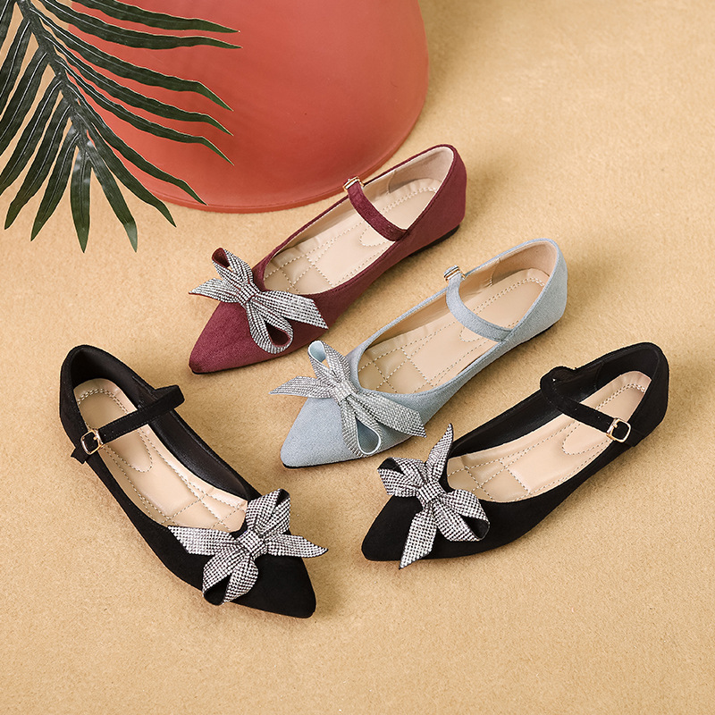 wholesale New comfortable pointed bows women foldable ballet flats shoes 2024