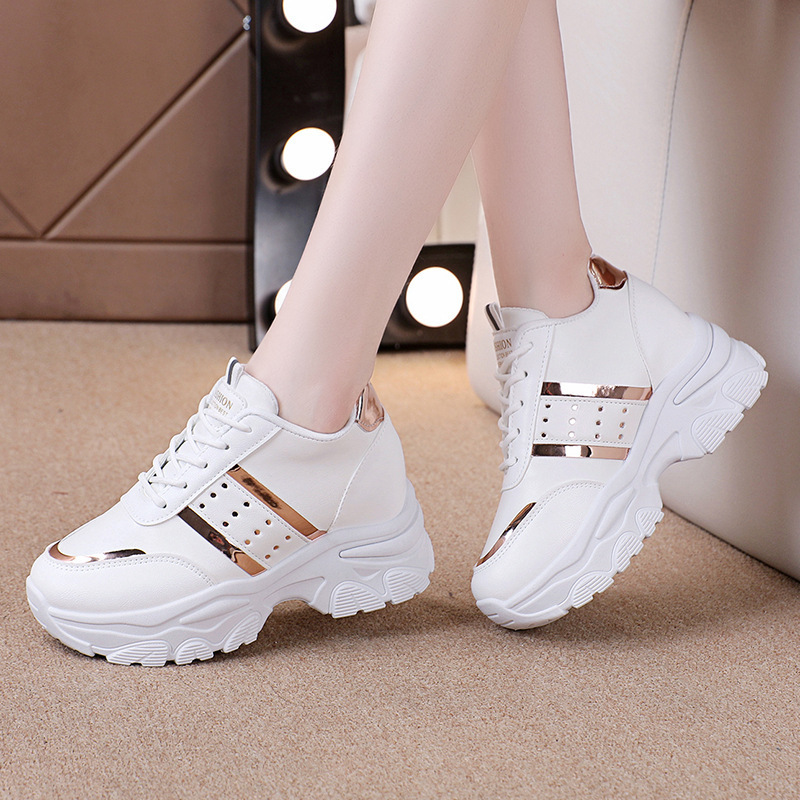 fashion trendy new styles rubber shoes korean woman platform tennis shoes white shoes for women