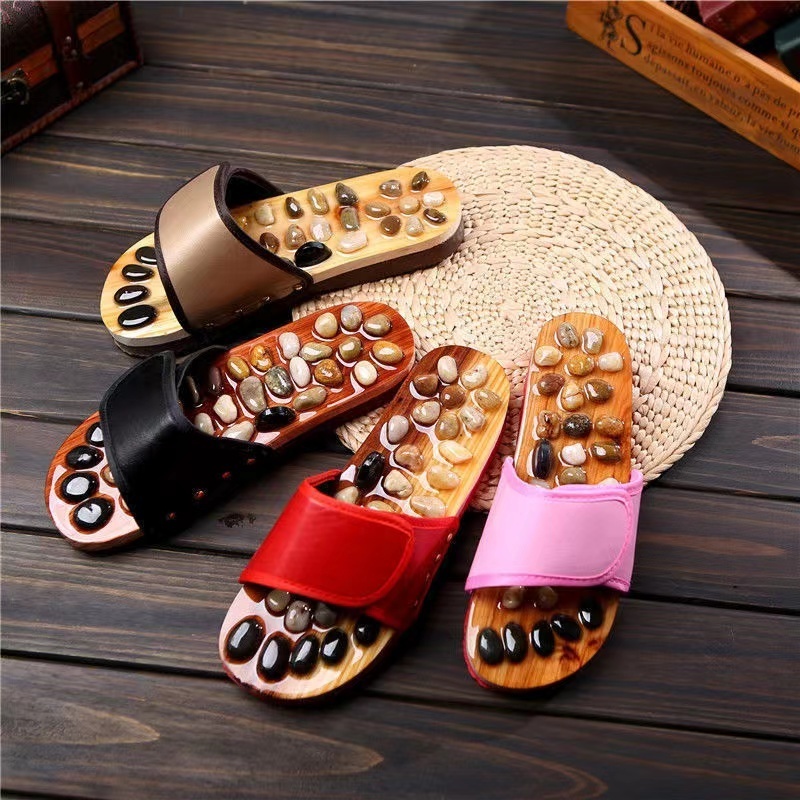 summer beach slides sandals japanese acupressure wooden massage slipper stone bath home sandals and slippers for women