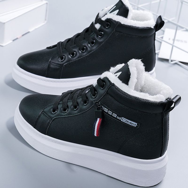 winter high quality height increasing high top sneakers chunky shoes platform women's leather tennis casual shoes