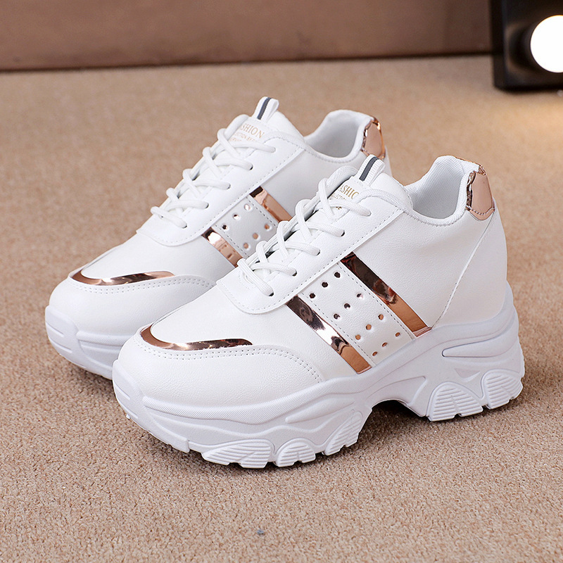 fashion trendy new styles rubber shoes korean woman platform tennis shoes white shoes for women