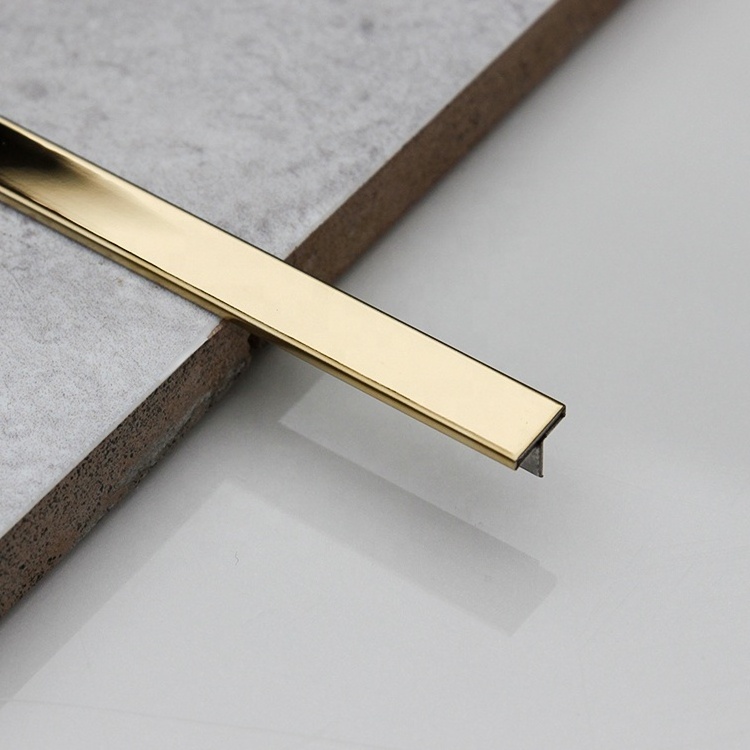 Custom 304 Gold Metal Floor Inlay T Shape Stainless Steel Tile Trims Decoration T Profiles