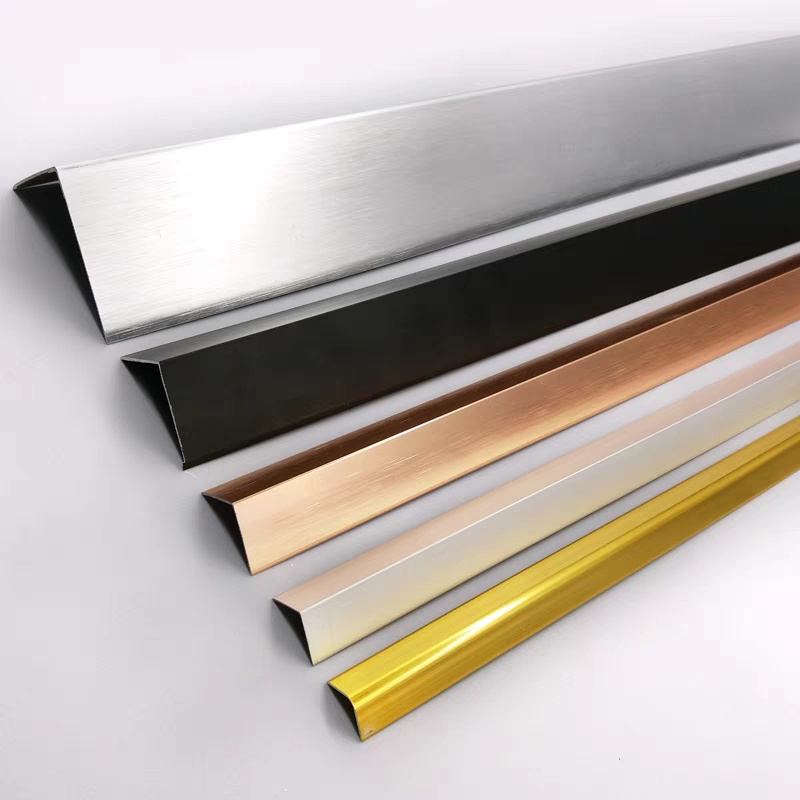 Factory 201 304 316 Stainless Steel L Shape Metal Profile Flexible Inside Corner Tile Trim