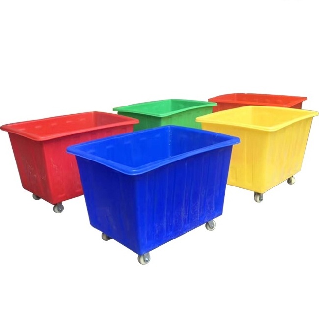 Rotomold poly plastic 500l used laundry carts for factory using