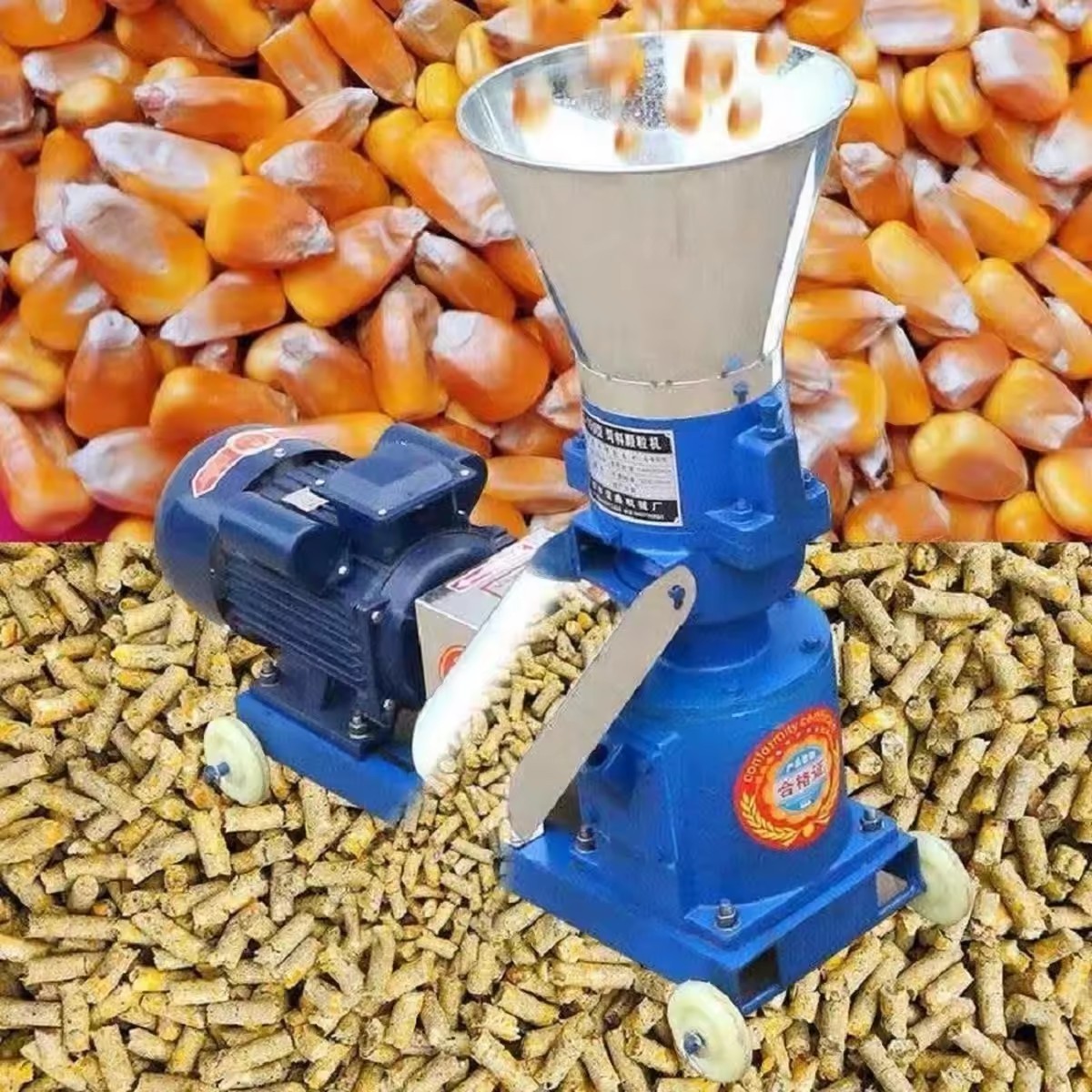 China hot sell full automatic wood pelletizer animal chicken fish feed pellets machine