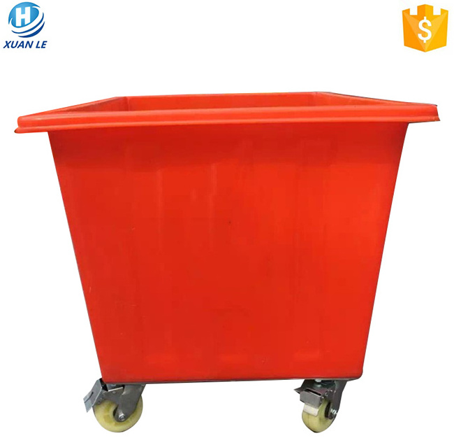 Rotomold poly plastic 500l used laundry carts for factory using