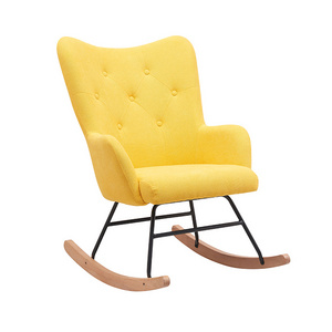 Wholesale Yellow velvet relaxing Rocking Chair Comfortable Arm Chair Home Accent chair