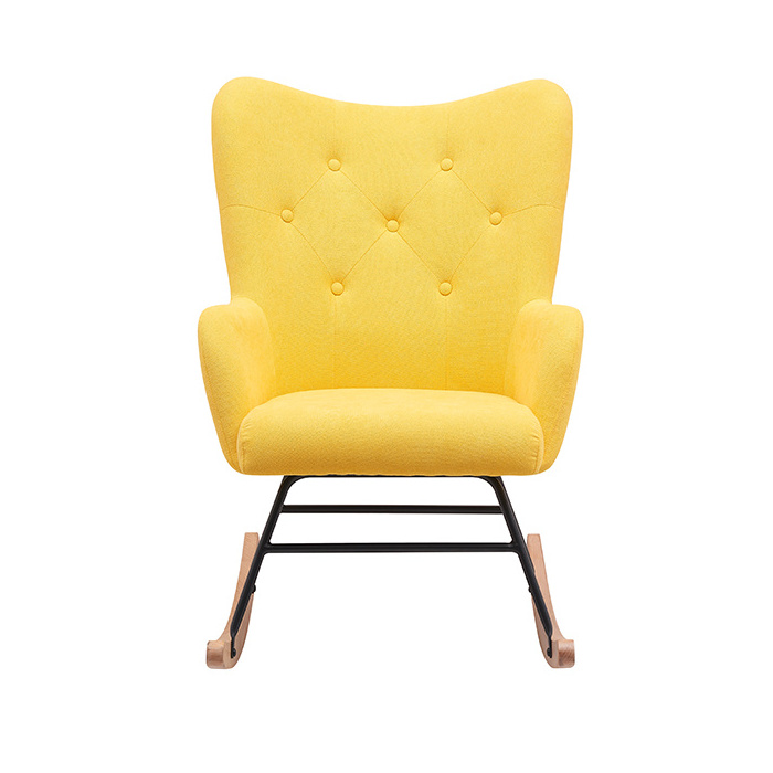 Wholesale Yellow velvet relaxing Rocking Chair Comfortable Arm Chair Home Accent chair