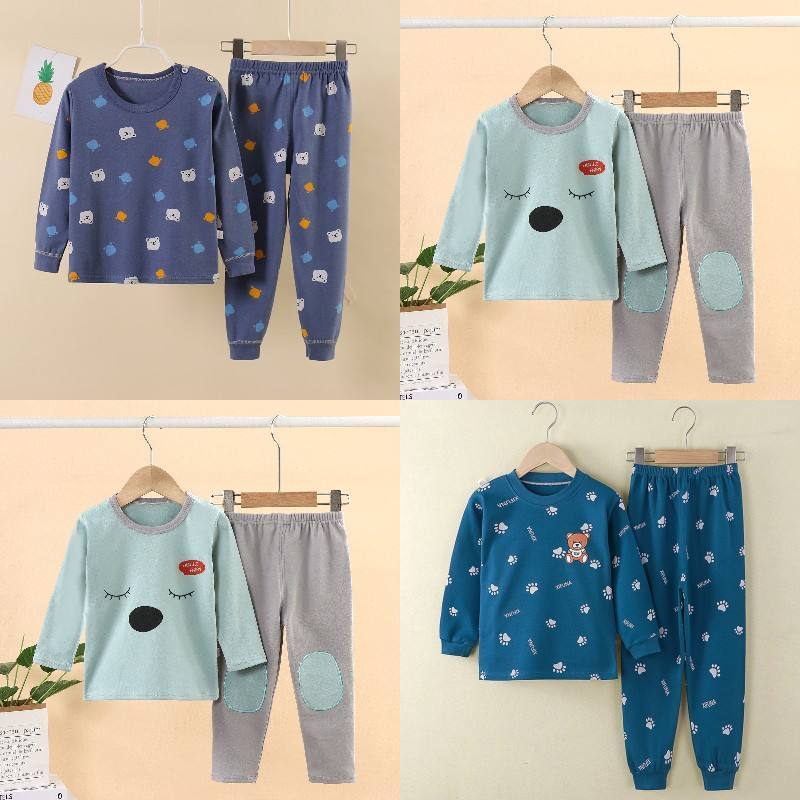 Spring and Autumn Children's Pajamas Thin Cotton Cartoon Long-sleeved Boys Home Pajamas Set Night Sleepwear for Kids