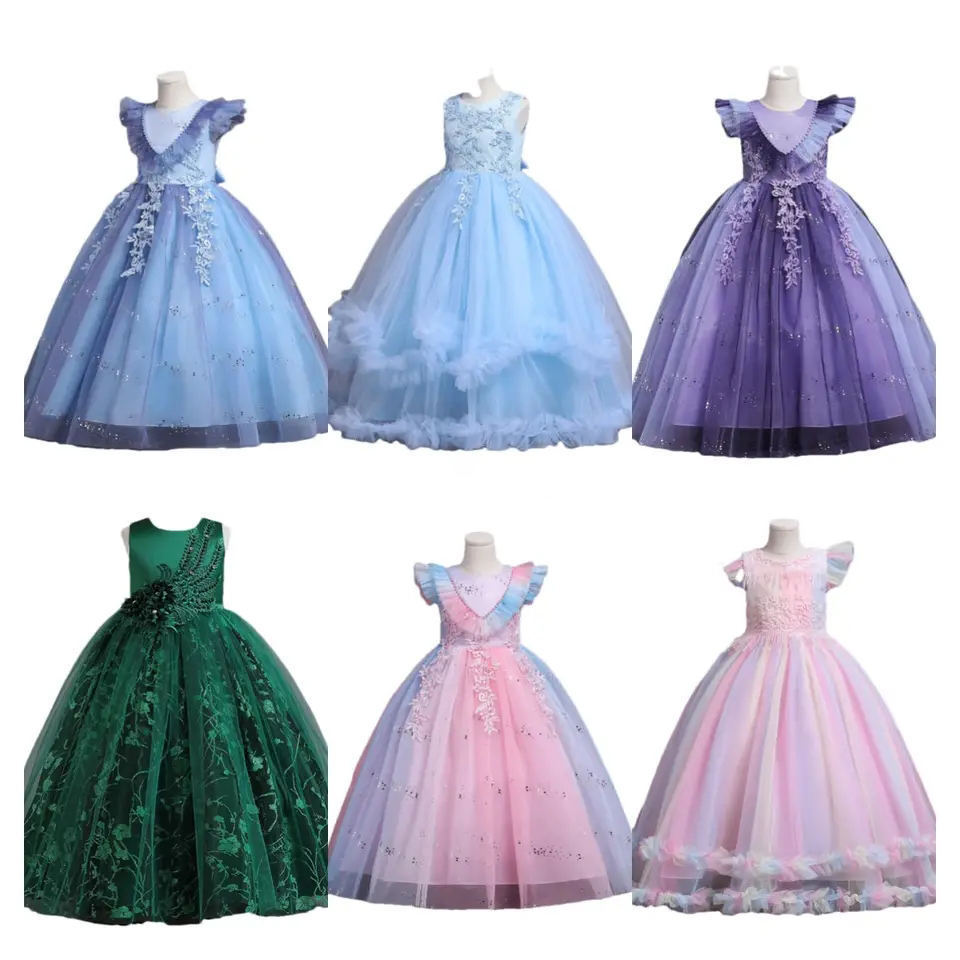 High quality princess dress children's dress summer clothing girl long hair princess dress